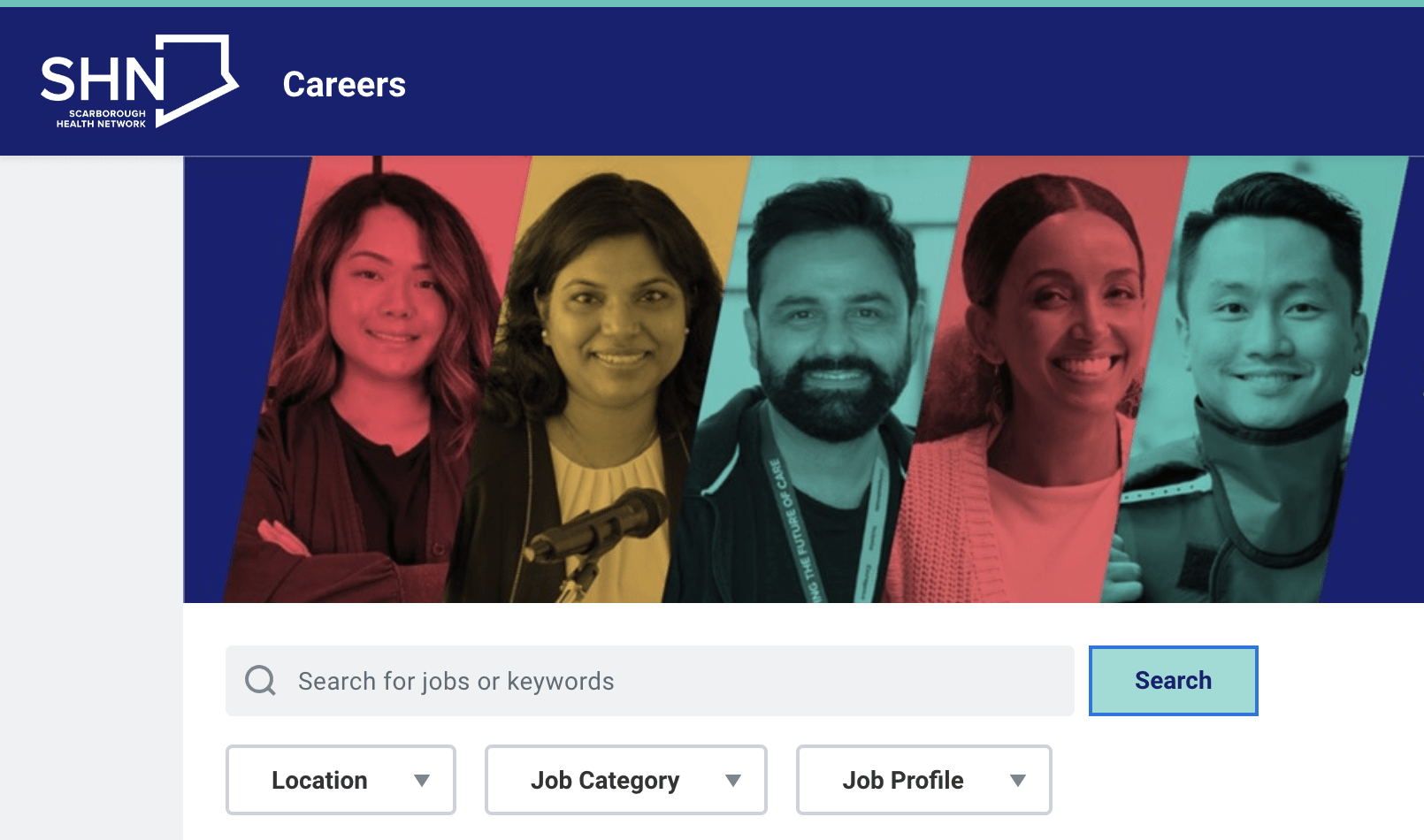 Screenshot of new SHN careers portal